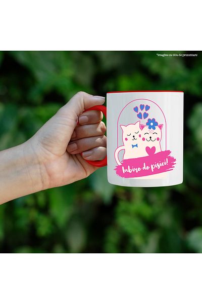 StoryGift Romania Cats in Love Valentine's Day Couple Love Mug, 330ml, Ceramic with R Handle, With ,STG