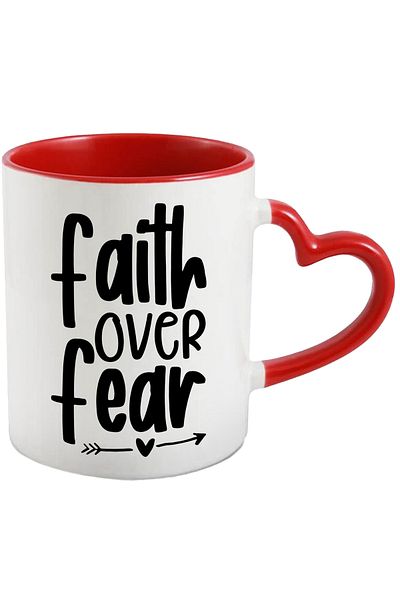 StoryGift Romania Heart mug for those who choose faith over fear with Heart Handle, With, STG