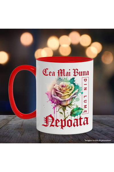 StoryGift Romania Mug With The Text The Best Niece, In The World, Flower, Colorful Rose, Waterc, With,STG.