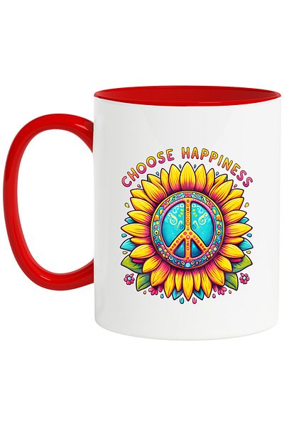 StoryGift Romania Sunflower peace sign mug with "Choose happiness" message, style h, With ,STG