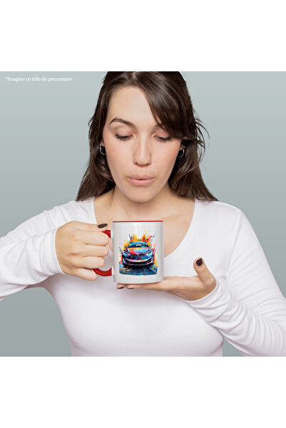 StoryGift Romania Mug With Car, Brand, Tesla, Road, Speed, Paint, Multicolor 330 ml, Ceramic, With ,STG