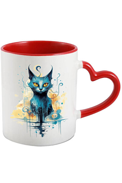 StoryGift Romania Cana Cu Pisica, Watercolor, Abstract, Ilustratie, Fantasy, ...