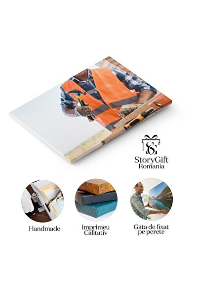 StoryGift Romania Tablou Canvas: Constructor Cu Echipament, Pe Santierul De Constructii - Dezvoltare, Munca, Om M
