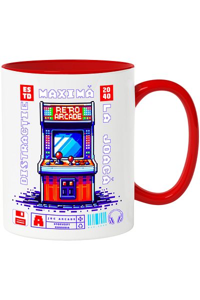 StoryGift Romania Mug Video Game Machine Wins Virtual World Lovers, 330ml, Ceramic with R Handle, With, STG