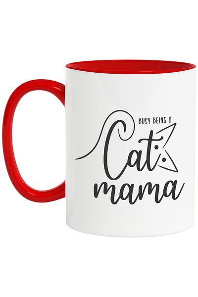 StoryGift Romania Mug for cat lovers with the message "Busy being a cat mama" - busy, With, STG