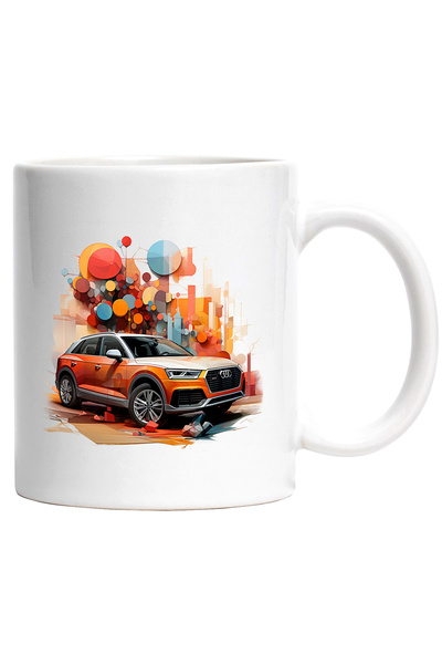 StoryGift Romania Cana Cu Masina, Audi, Cuburi, Cercuri, Ilustratie, Abstract, Multicolor 330 ml, , Cu ,STG .