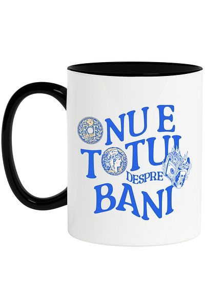 StoryGift Romania Mug It's Not All About Money Stack of Money Banknotes, 330ml, Ceramic with Handle Ne, Cu, STG