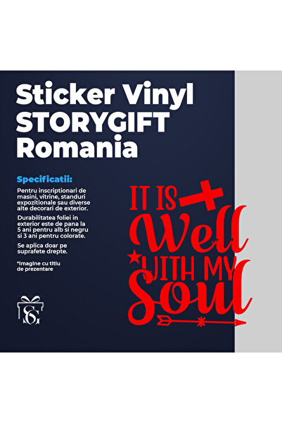 StoryGift Romania Sticker Exterior Cu Textul In Engleza "it Is Well With My Soul" - Impacat Cu Sufletul , Vi