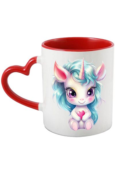 StoryGift Romania Mug with a smiling unicorn | illustration | holding a heart | joy | coa, With ,STG.