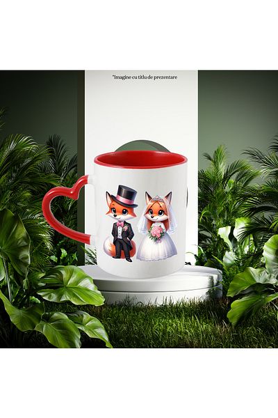 StoryGift Romania Mug with a fox and a fox at the wedding | illustration | marriage | joy | rock, With,STG