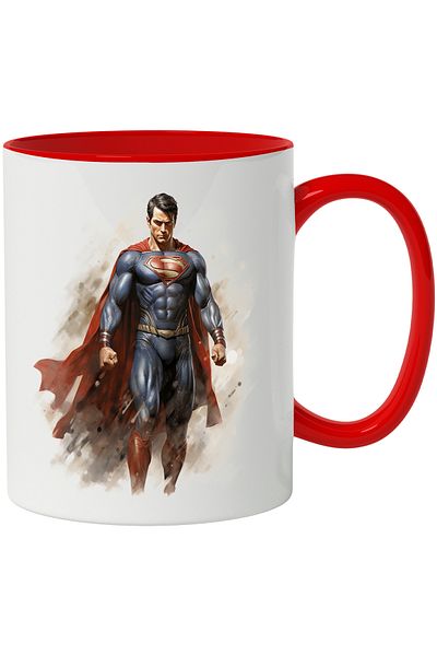 StoryGift Romania Mug With Superman, Costume, Cape, DC, Sand, Heroes, Multicolor 330 ml, Ceramic with , With ,STG