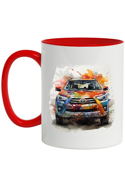 StoryGift Romania Mug With Car, SUV, Toyota 4Runner, Paint, Tire, Multicolor 330 ml, Ceramic, With ,STG