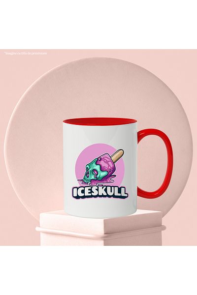 StoryGift Romania Iceskull Message Mug: Melted Ice Cream, Skull, Bat, Circle, Multicolor 330 ml, , With ,STG .