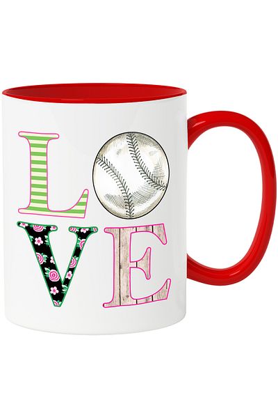 StoryGift Romania Mug with the message "Love", baseball ball, illustration, sport, passion, love, e, With, STG