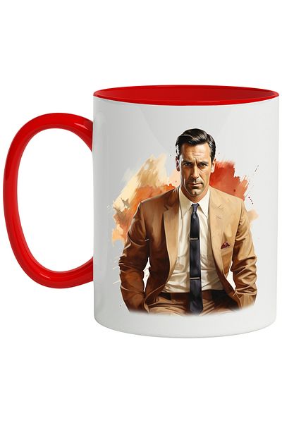 StoryGift Romania Mug With Don Draper, Mad Men, Character, TV Series, Tie, Multicolor 330 ml, Ce, Cu,STG
