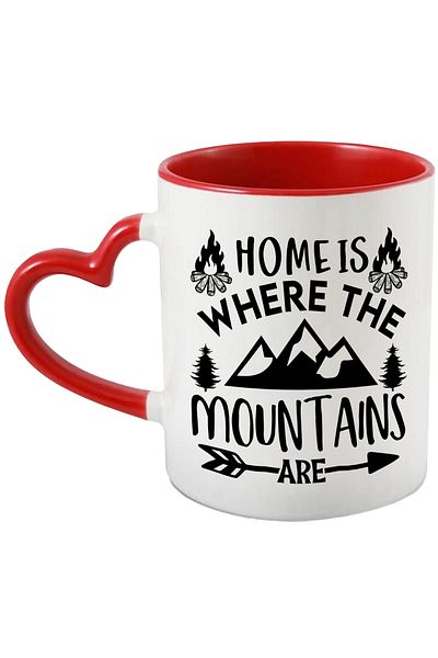 StoryGift Romania Mug with mountains and campfires with the message "Home is where you are, With ,STG