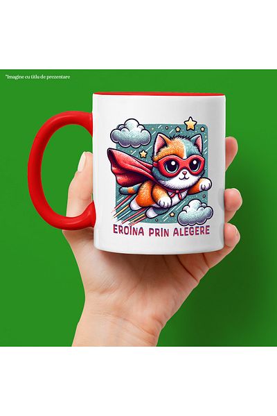 StoryGift Romania Super Princess Mug, Superhero, Heroine By Choice, 330ml, Ceramic with Red Handle, With, STG
