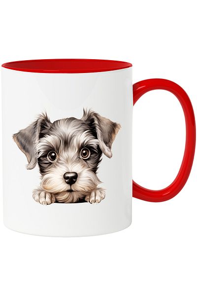 StoryGift Romania Mug with a surprised puppy | illustration | furry | gray | pet |, With ,STG