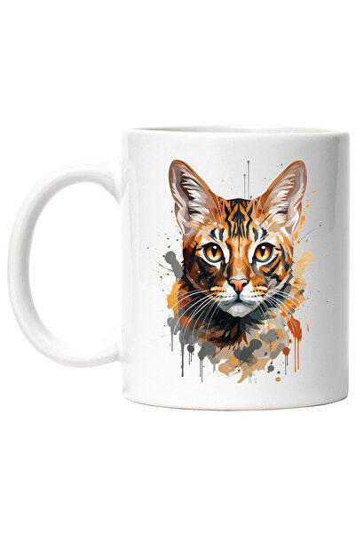 StoryGift Romania Cana Cu Cap De Pisica, Watercolor, Ilustratie, Animal, Mult...