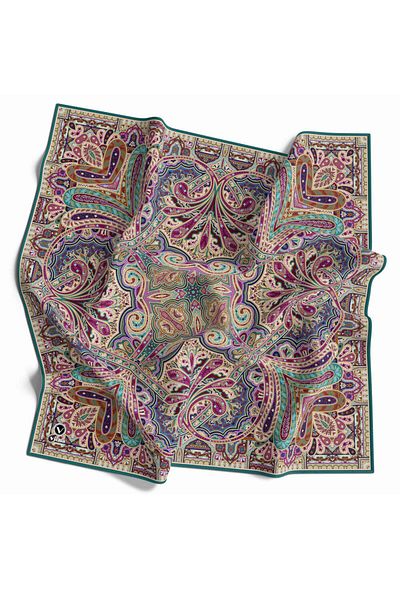 VİOLLA Φουλάρι Petrol Green Crystal Shawl με σχέδιο 90x90 - Χωρίς μετάξι