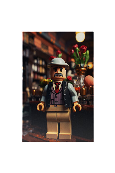 StoryGift Romania Tablou Canvas: Personaj Lego Patronul Restaurantului Langa Trandafirii Rosii Cu Palarie Alba