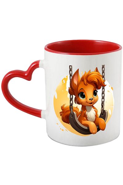 StoryGift Romania Mug with a swinging animal, playing, park, children, illustration, cheerful, With ,STG