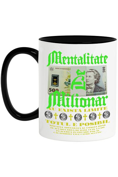 StoryGift Romania Millionaire Mindset Mug - No Limits, 330ml, Ceramic with Black Handle, With M,STG