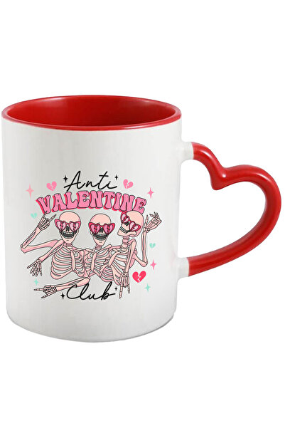 StoryGift Romania Cana cu scheleti care petrec cu mesajul "Anti Valentine Club", inimioare zdrobit, Cu ,STG