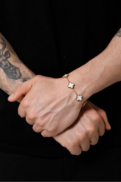 Fjellor Unisex Gold White Large Size Figured Design Steel Bracelet