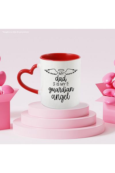 StoryGift Romania Mug with the Message in English Dad is my Guardian Angel, My Father is an Angel, Wing, With, STG.