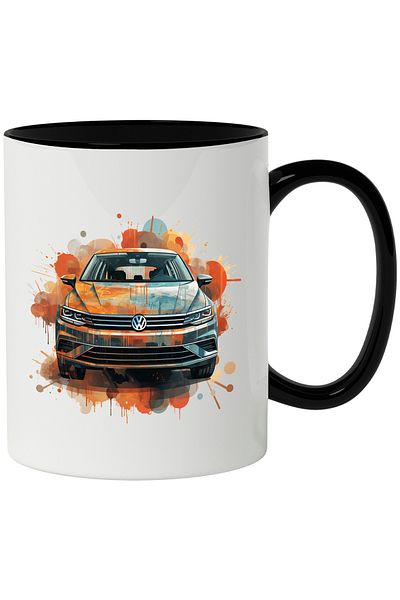 StoryGift Romania Mug With Car, Volkswagen, Abstract, Illustration, Splash, Multicolor 330 ml, Sky, With ,STG