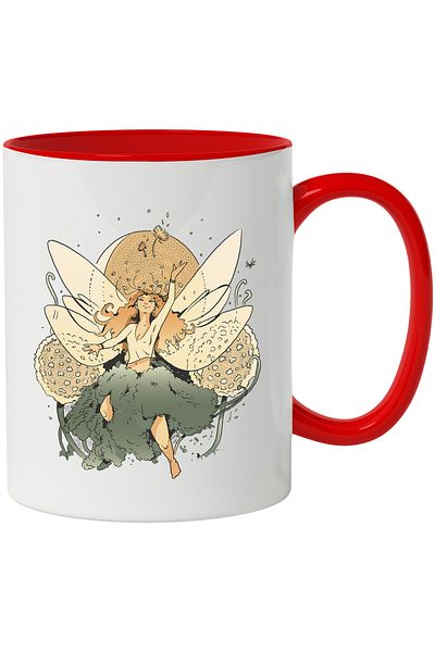 StoryGift Romania Mug With Fairy, Snakes, Nature, Flowers, Leaves, Skirt, Fantasy, Multicolor 330 ml, Ce, Cu,STG