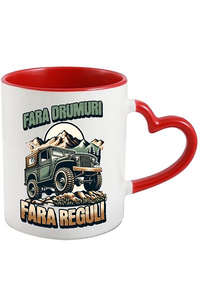 StoryGift Romania Off-Road Car Mug in the Mountain Text no roads no rules Nature Adventure, 330, With, STG.