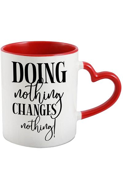 StoryGift Romania Mug with a message that says if you do nothing, nothing will change - take it, With ,STG.
