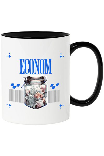 StoryGift Romania Mug economy jar with money save wealth, 330ml, Ceramic with Black Handle, With Handle, STG