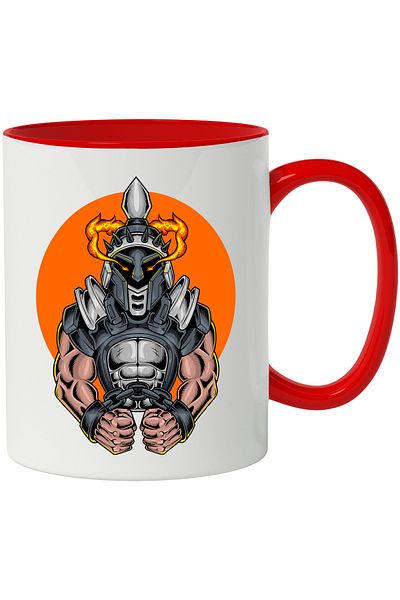 StoryGift Romania Mug With Gladiator, Flames, Helmet, Armor, Chains, Sun, Multicolor 330 ml, Sky, With ,STG