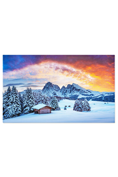 StoryGift Romania Tablou Canvas Peisaj Pictoresc Cu Mica Casa De Lemn In Munt...