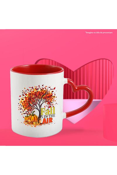 StoryGift Romania Mug with a shaking tree with the message "Fall is in the air", autumn, illustr, With ,STG