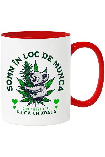 StoryGift Romania Mug sleep at work when life is hard be a koala bear, 330ml, Ceramic with Man, With, STG
