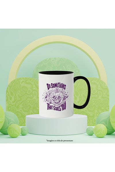 StoryGift Romania Mug With Message In English Do Something That Scares You, Pumpkin, Multicolor 330 m, With ,STG .