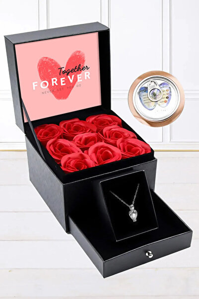 Trendmiya Çekmeceli Kokulu Gül Kutusu & Istiridye Içinde Gerçek Inci Kolye He...