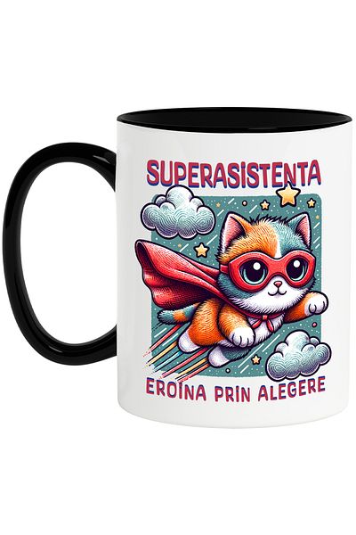StoryGift Romania Super Assistant Mug, Superhero, Heroine By Choice, 330ml, Ceramic with Handle, With, STG