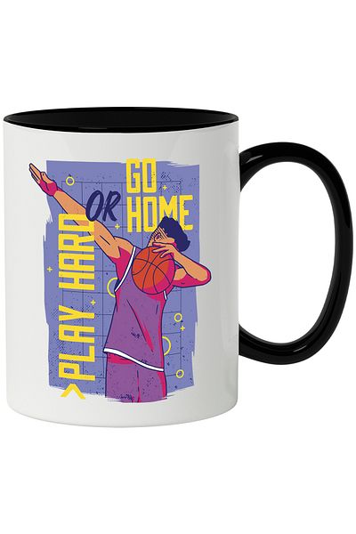 StoryGift Romania Mug With Message In English Play Hard Or Go Home, Basketball, Ball, Multicolor 330, With ,STG