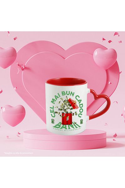 StoryGift Romania Mug with Red Gift Box Flying Banknotes, Text Best Gift, Millionaire, What, With