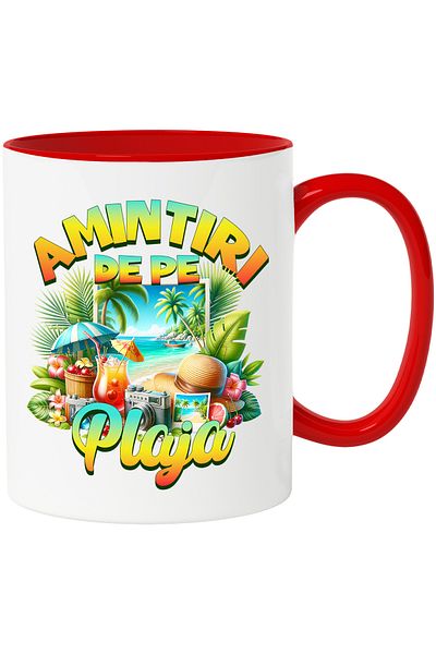 StoryGift Romania Beach Memories Mug - Sun, Photos, Cocktail, Camera, Fruit, 33, With ,STG.