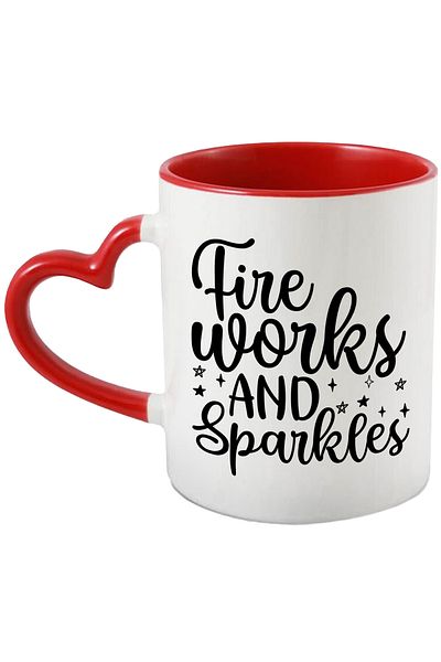 StoryGift Romania Mug with stars and the message "Fireworks and sparkles" - fireworks and sparkles with Ma, Cu, STG