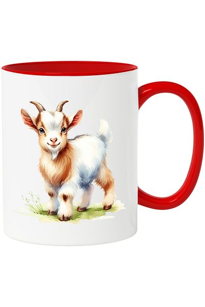 StoryGift Romania Mug with a playful goat | illustration | grass | greenery | domestic animal | nature, With ,STG