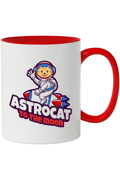 StoryGift Romania Mug With English Message Astrocat To The Moon, Astronaut, Cat, Multicolor 330, With ,STG