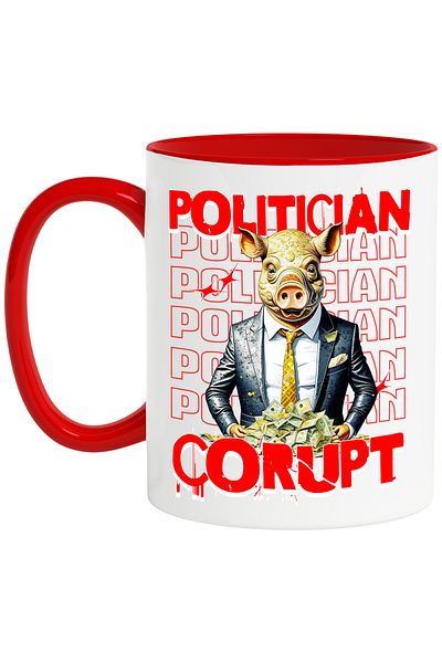 StoryGift Romania Mug Pig in Suit and Stack of Money Text Corrupt Politician, 330ml, Ceramic with M, With, STG.