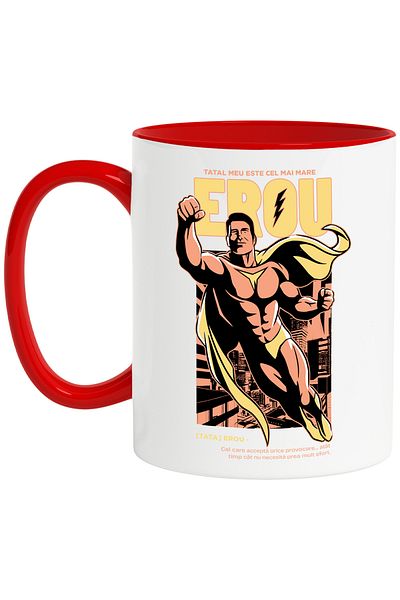 StoryGift Romania Mug - My Dad is the Greatest Hero Batman Family, 330ml, Ceramic with Handle Ro, With, STG